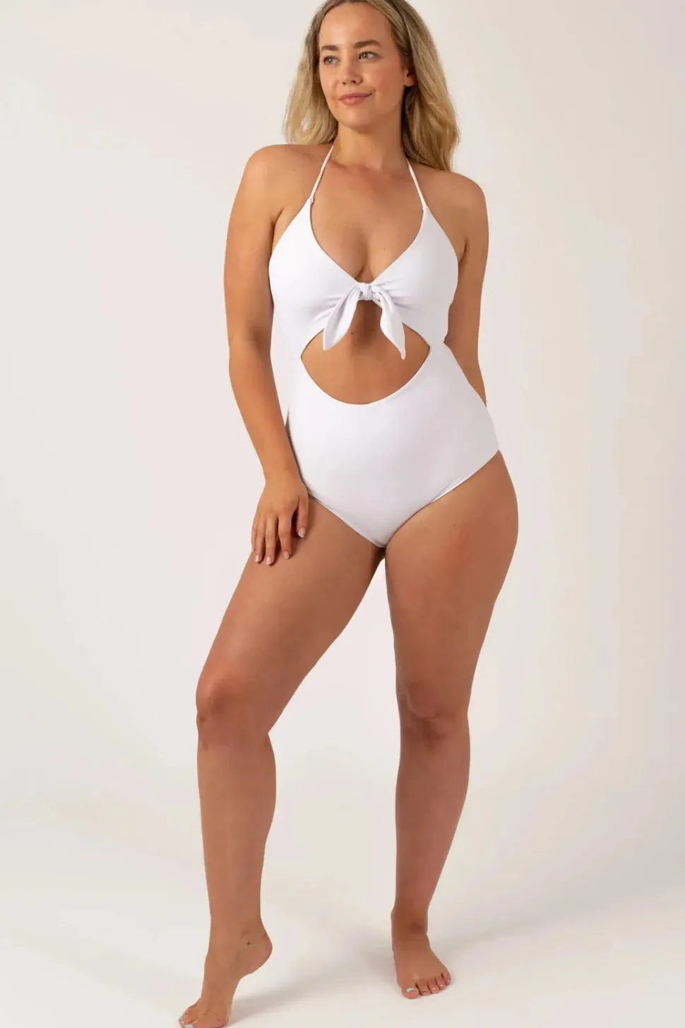 Silky Reversible Bralette One Piece W/ Extra Coverage Bottoms - White