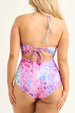 Silky Reversible Bralette One Piece W/ Extra Coverage Bottoms - Rainbow Jag