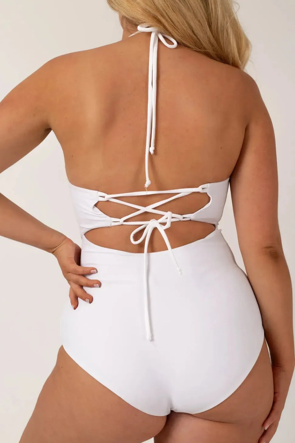 Silky Reversible Bralette One Piece W/ Extra Coverage Bottoms - White