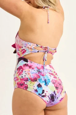 Silky Reversible Bralette One Piece W/ Extra Coverage Bottoms - Blessings
