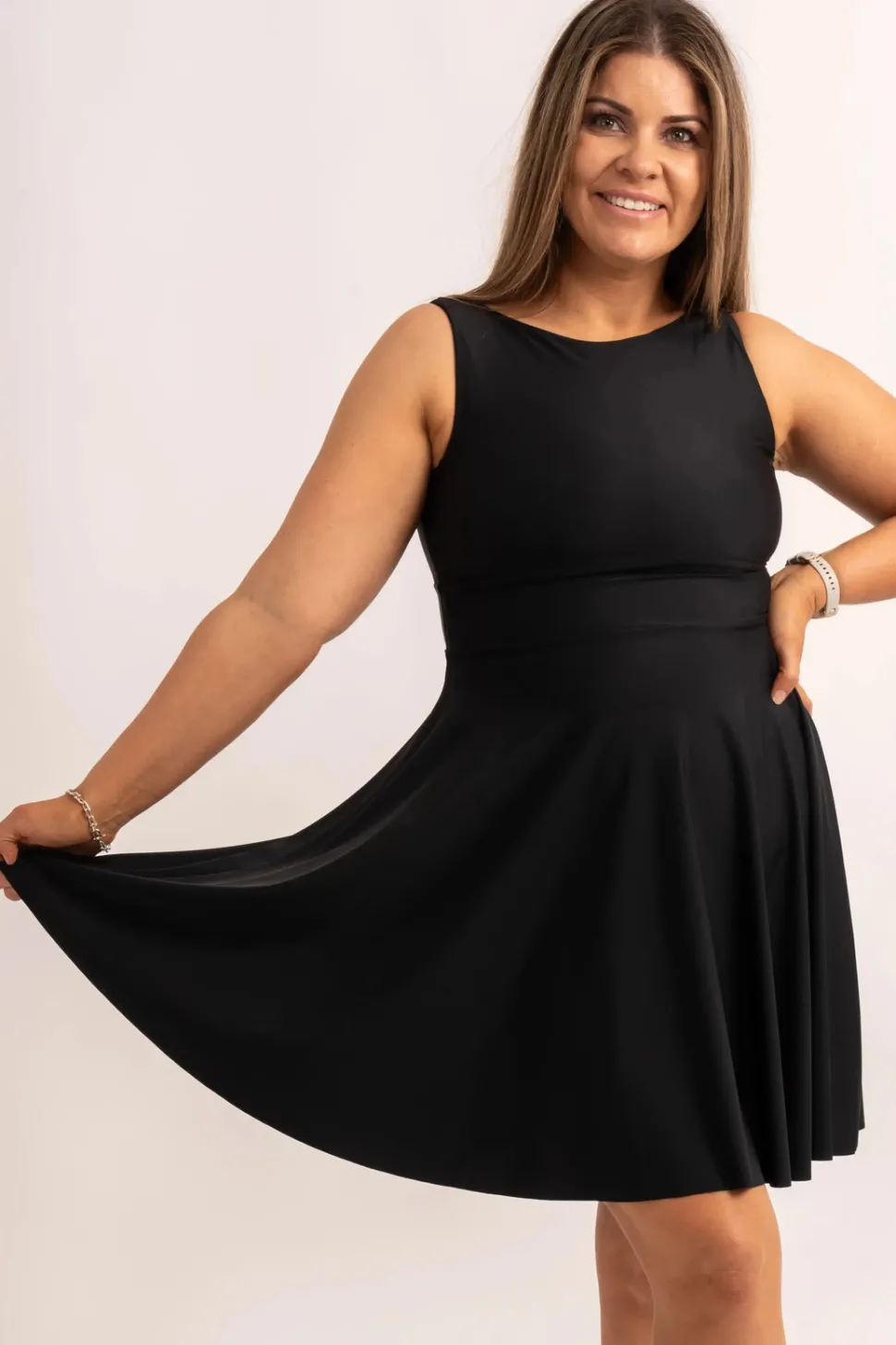 Silky Reversible Comfort Crop Mini Dress - Black