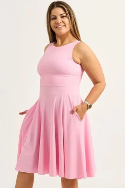 Silky Reversible Comfort Crop Midi Dress W/ Pockets - Pastel Pink