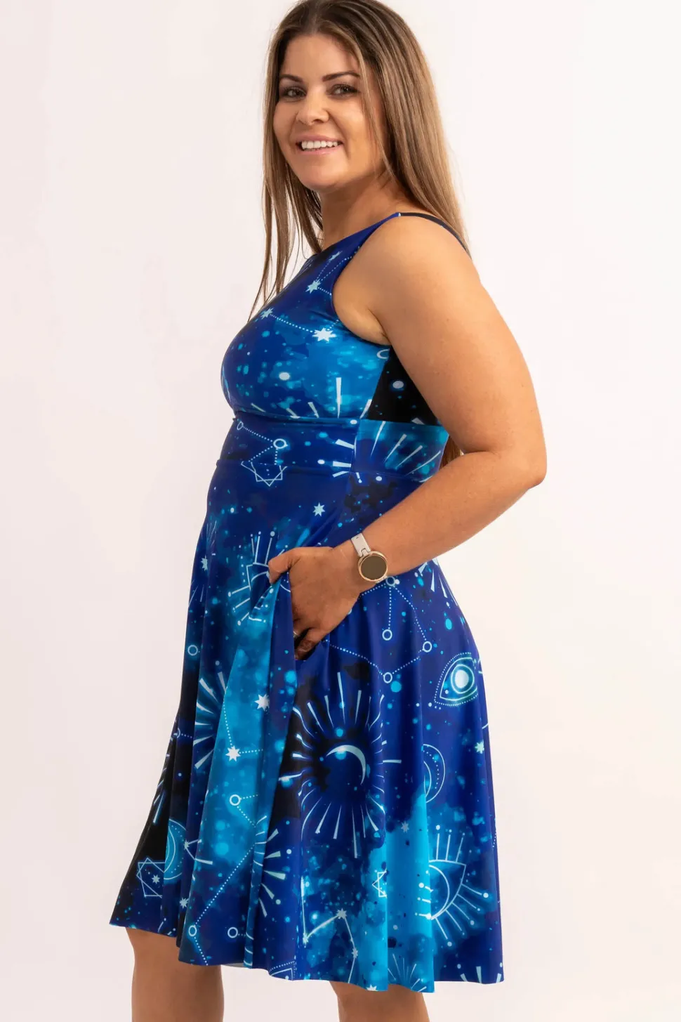 Silky Reversible Comfort Crop Midi Dress W/Pockets - Imagine Nation