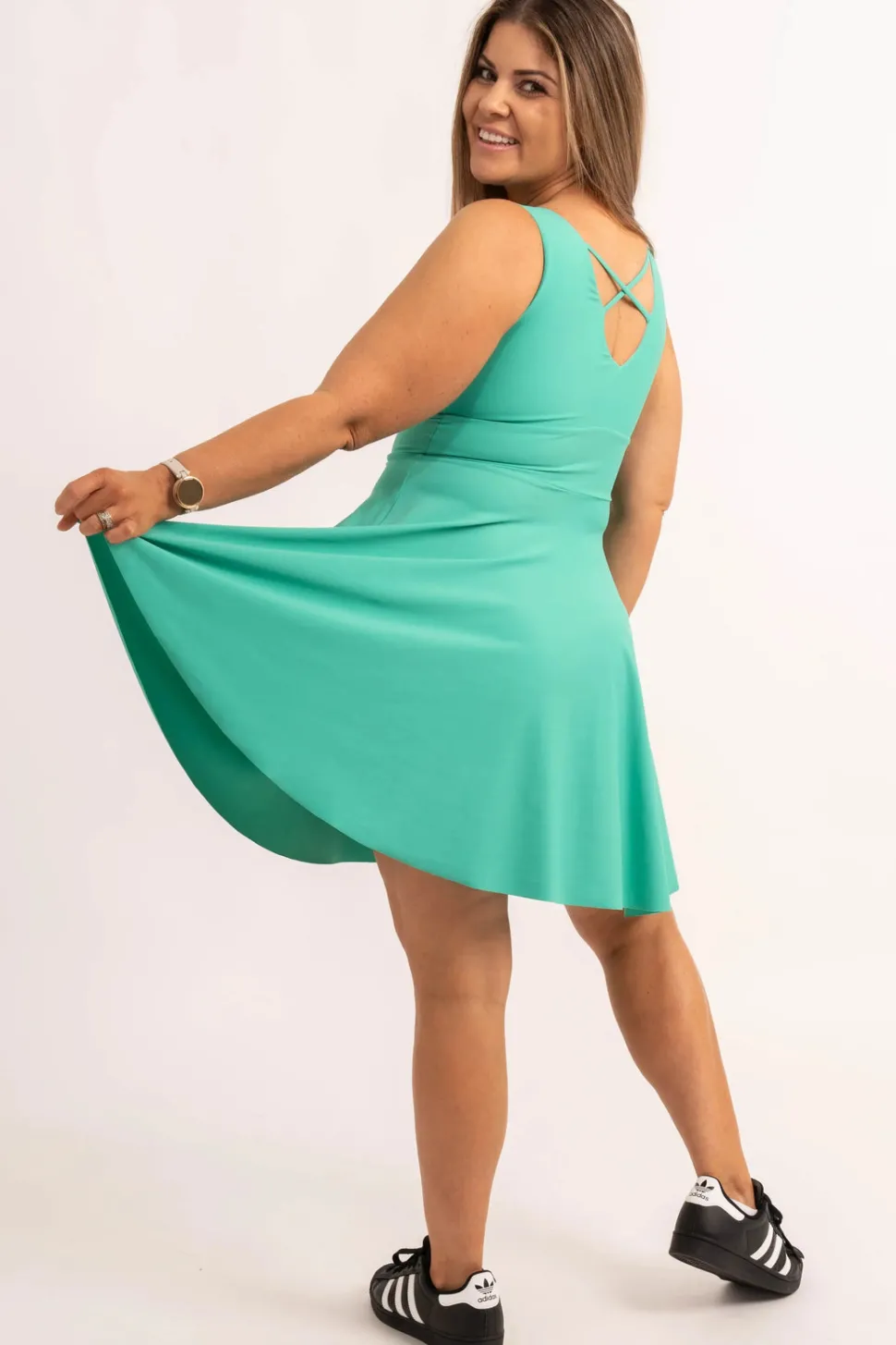 Silky Reversible Comfort Crop Mini Dress - Jade