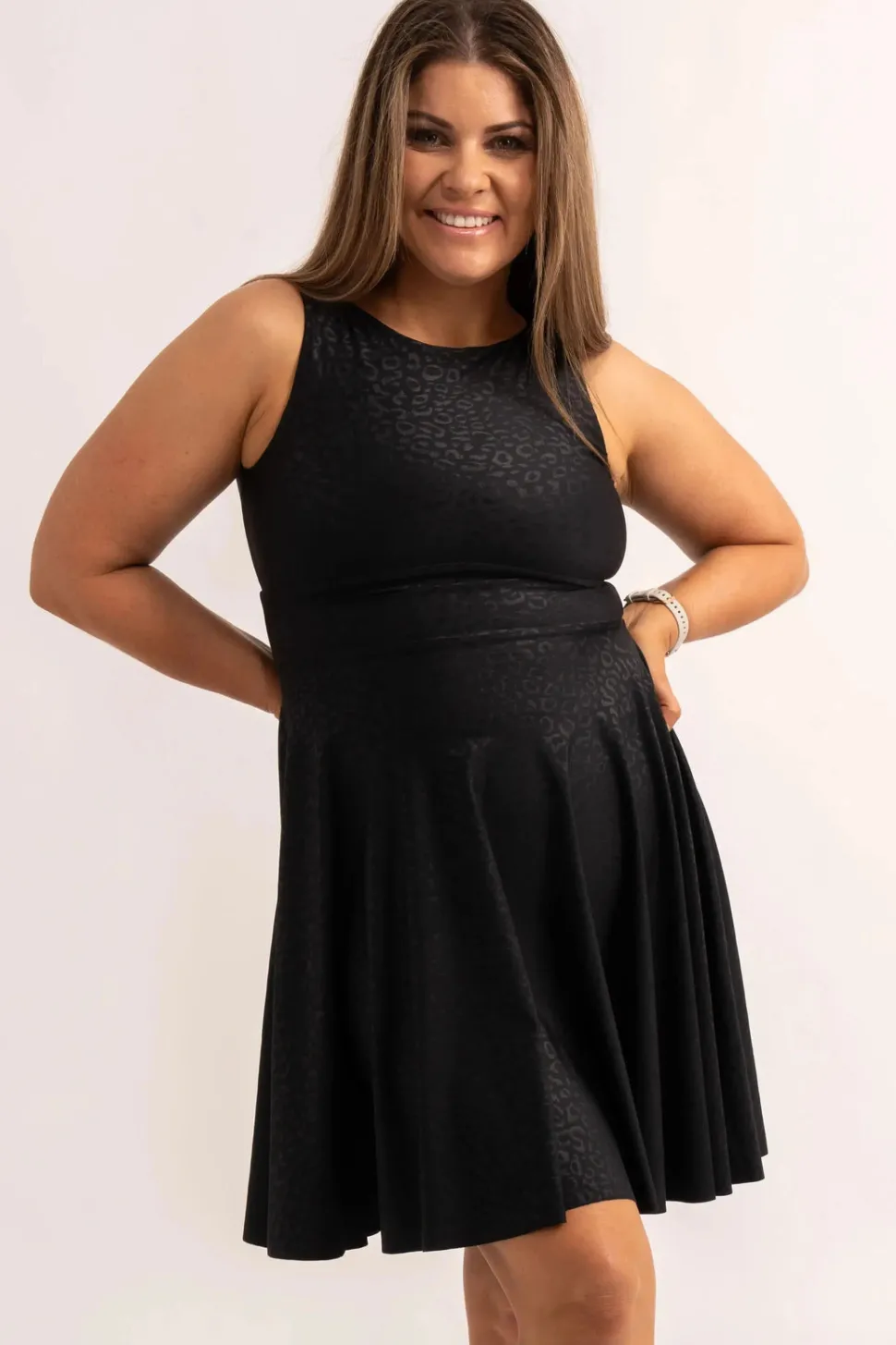 Silky Reversible Comfort Crop Mini Dress - Black Exotic Touch Jag