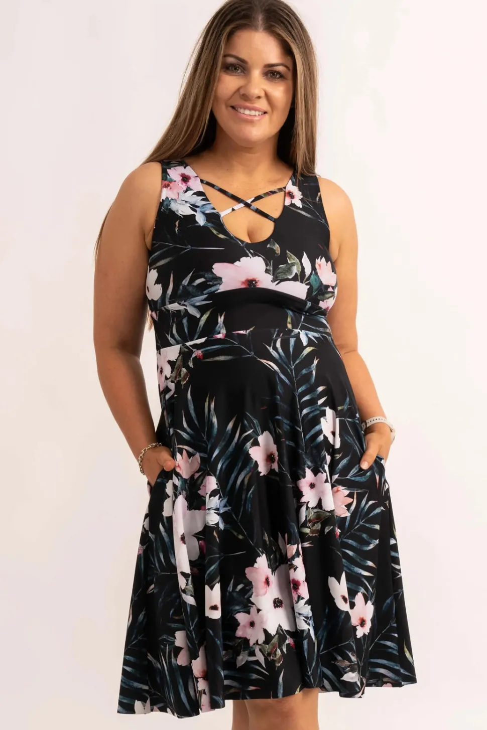 Silky Reversible Comfort Crop Midi Dress W/Pockets - Exotic At Heart