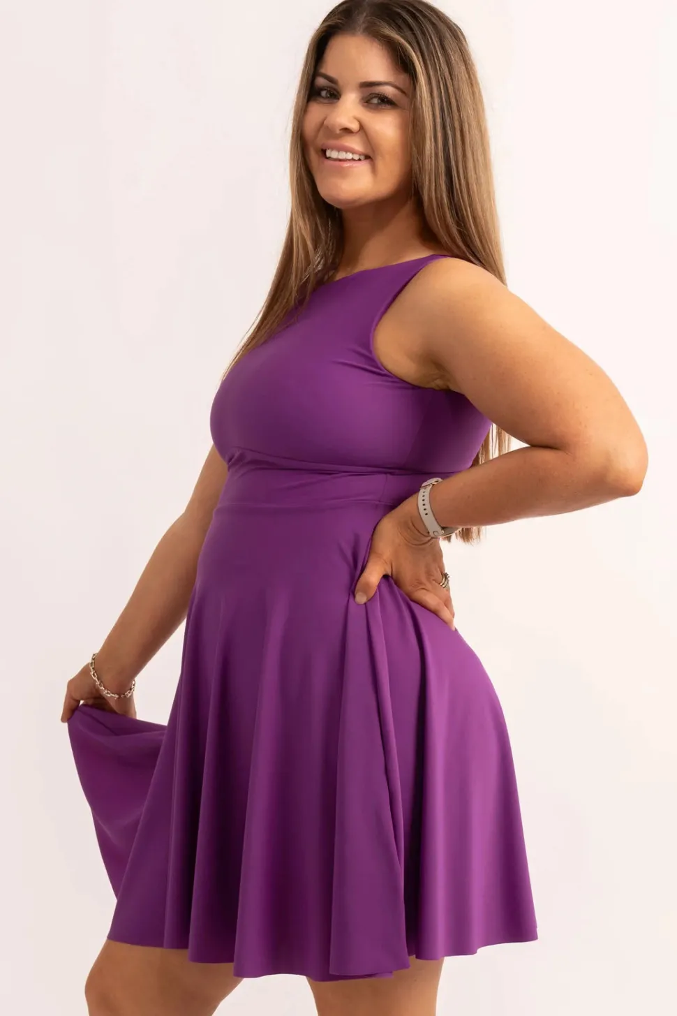 Silky Reversible Comfort Crop Mini Dress - Purple