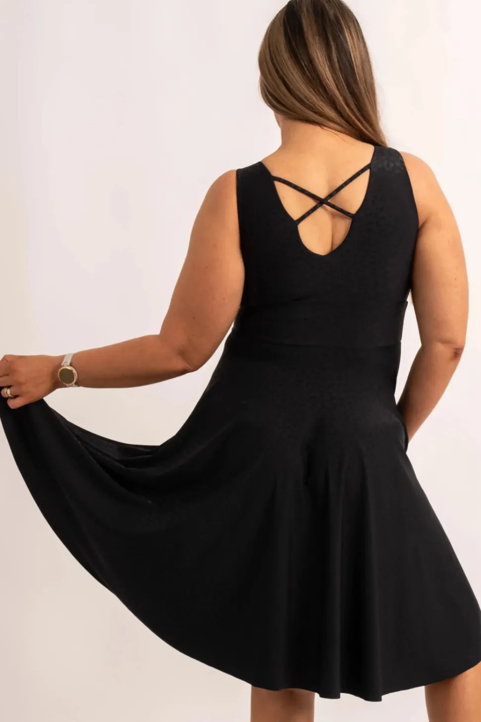 Silky Reversible Comfort Crop Midi Dress W/Pockets - Black Exotic Touch Jag