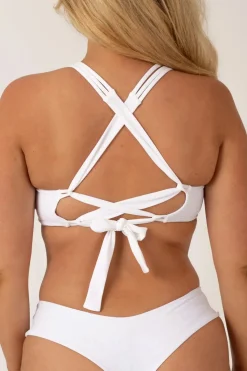 Silky Reversible Cross Over Bikini Top - White