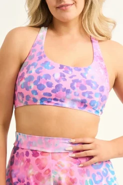 Silky Reversible Cross Over Bikini Top - Rainbow Jag