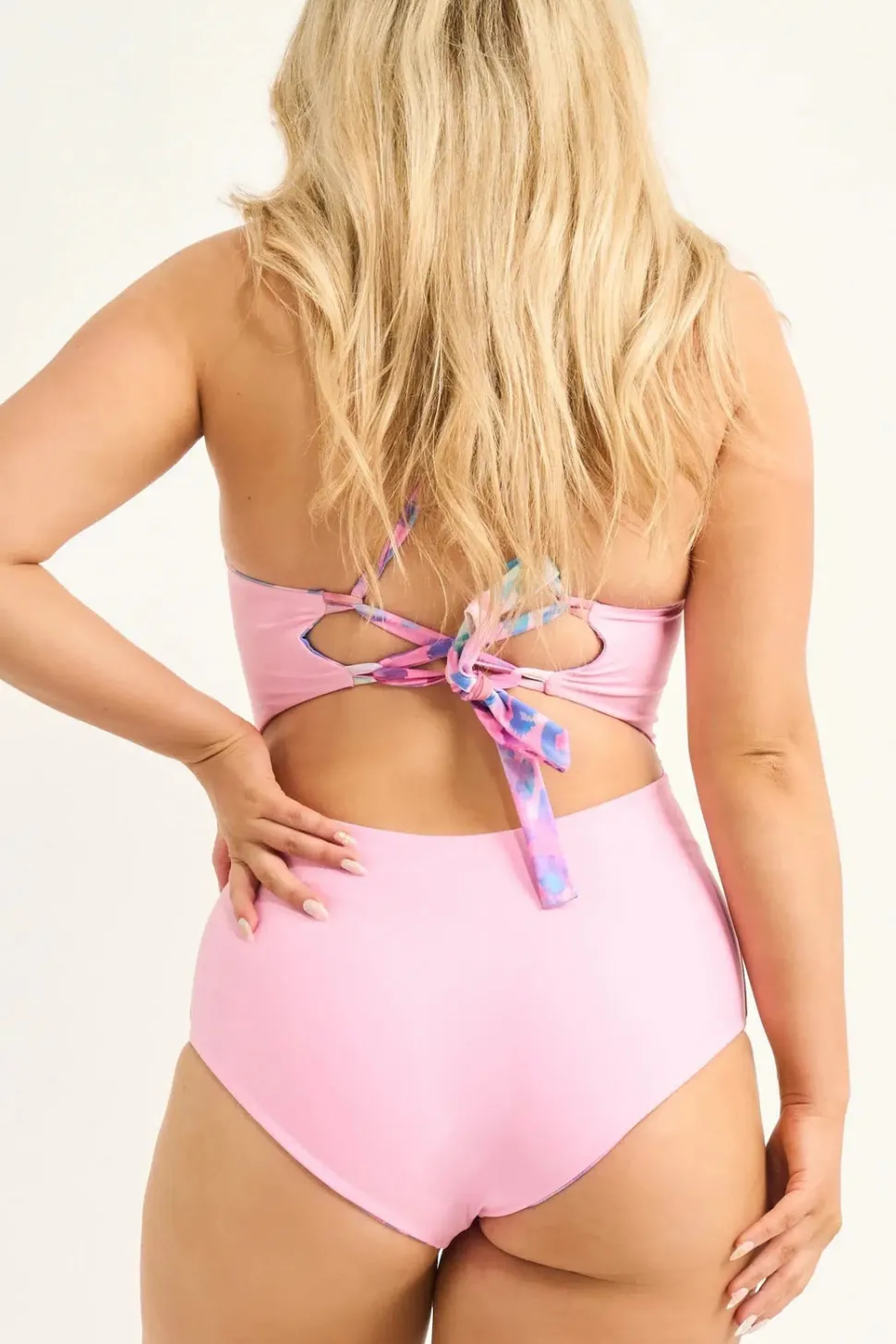Silky Reversible Cross Over One Piece W/ Extra Coverage Bottoms - Rainbow Jag