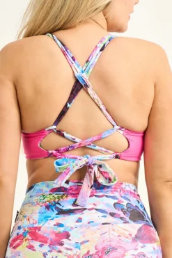 Silky Reversible Cross Over Bikini Top - Blessings