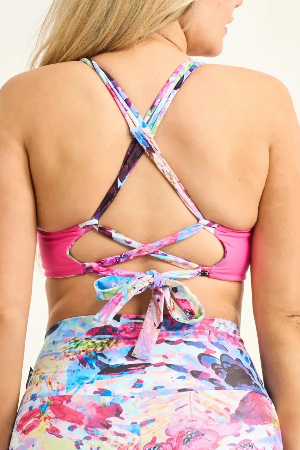 Silky Reversible Cross Over Bikini Top - Blessings