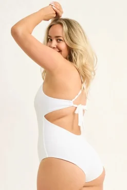 Silky Reversible Deep V One Piece W/ Extra Coverage Bottoms - White