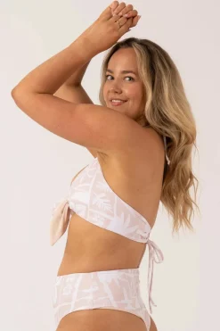 Silky Reversible Halter Bralette Bikini Top - Nude Tiki