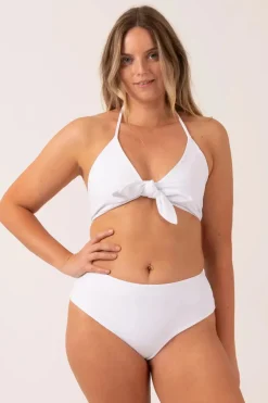 Silky Reversible High Waisted Cheeky Cut Bikini Bottoms - White