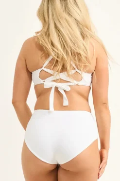 Silky Reversible High Waisted Extra Coverage Bikini Bottoms - White