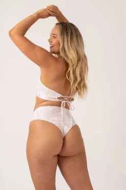 Silky Reversible High Waisted Cheeky Cut Bikini Bottom - Nude Tiki