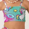 Silky Reversible Kids Bikini Top - Unicorn