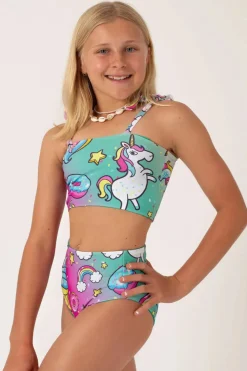Silky Reversible Kids Bikini Bottom - Unicorn