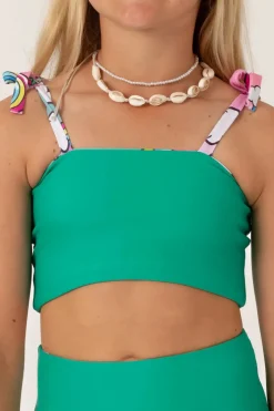 Silky Reversible Kids Bikini Top - Unicorn