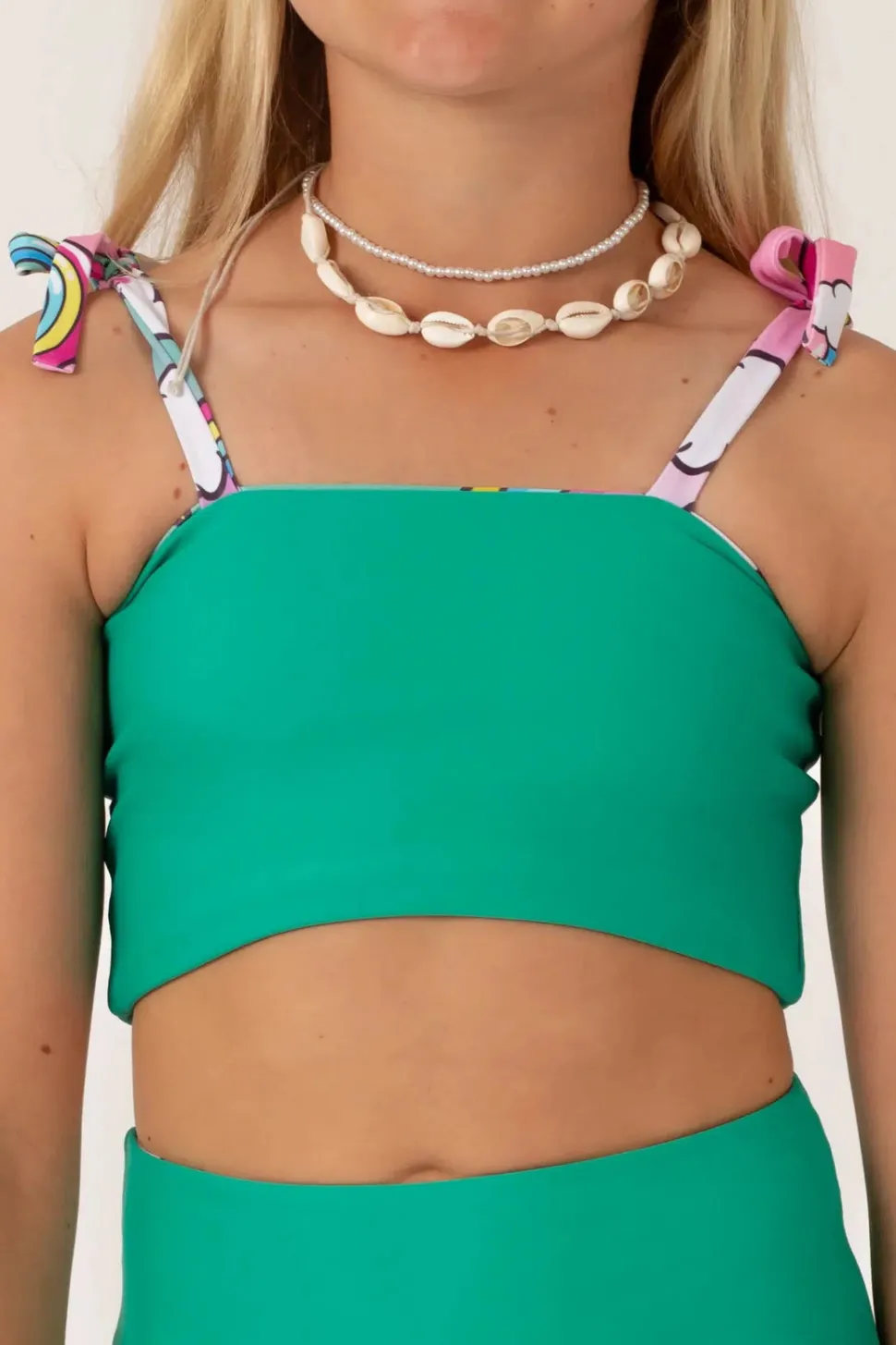 Silky Reversible Kids Bikini Top - Unicorn