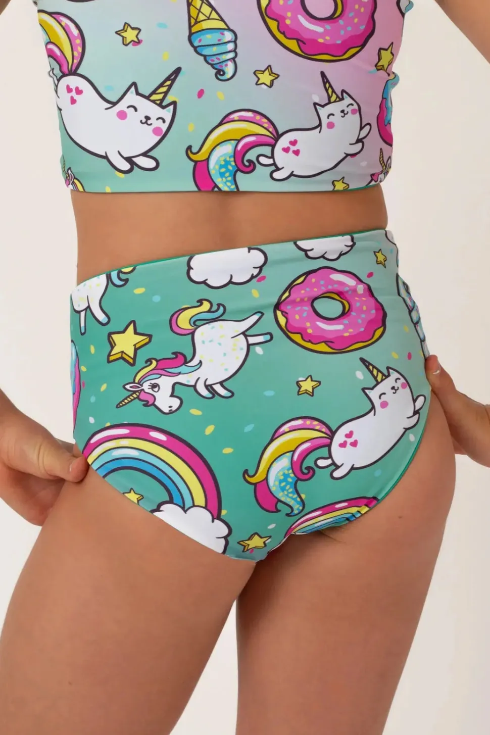Silky Reversible Kids Bikini Bottom - Unicorn