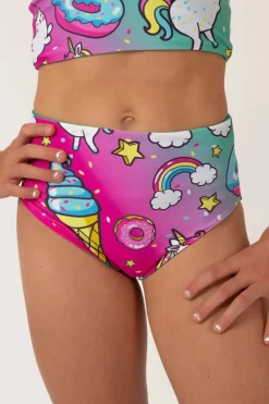 Silky Reversible Kids Bikini Bottom - Unicorn