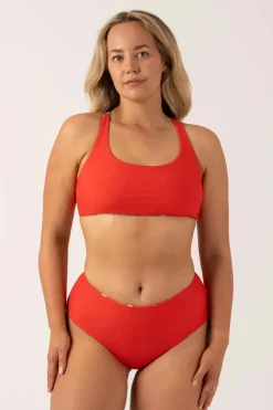 Silky Reversible Tie Back Bikini Top - Flame Tropico