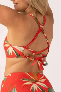 Silky Reversible Tie Back Bikini Top - Flame Tropico