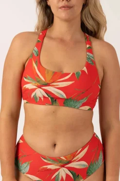 Silky Reversible Tie Back Bikini Top - Flame Tropico
