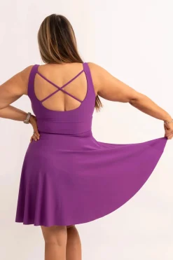 Silky Scoop Neck Comfort Crop Mini Dress - Purple
