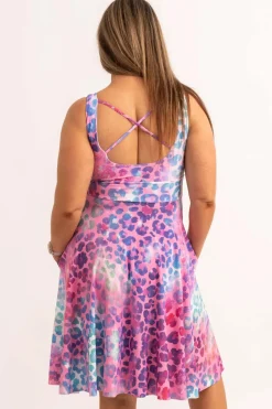 Silky Scoop Neck Comfort Crop Midi Dress W/ Pockets - Rainbow Jag