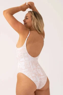 Silky Scoop Neck High Leg One Piece - Nude Tiki