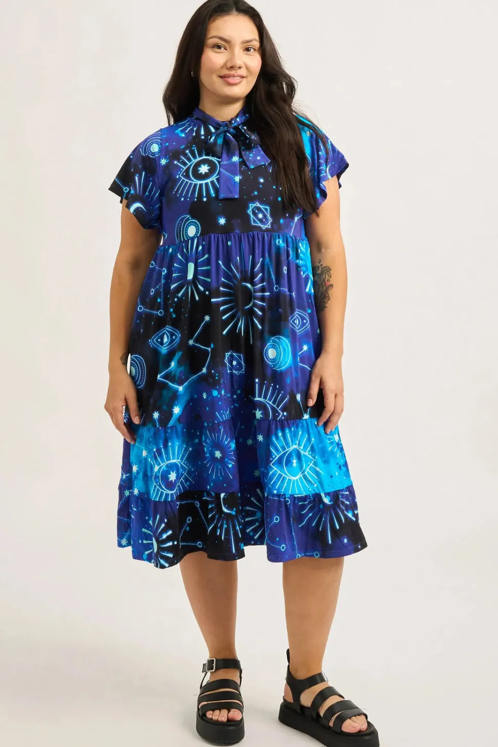 Slinky Silky Boss Bish Tiered Midi Dress - Imagine Nation