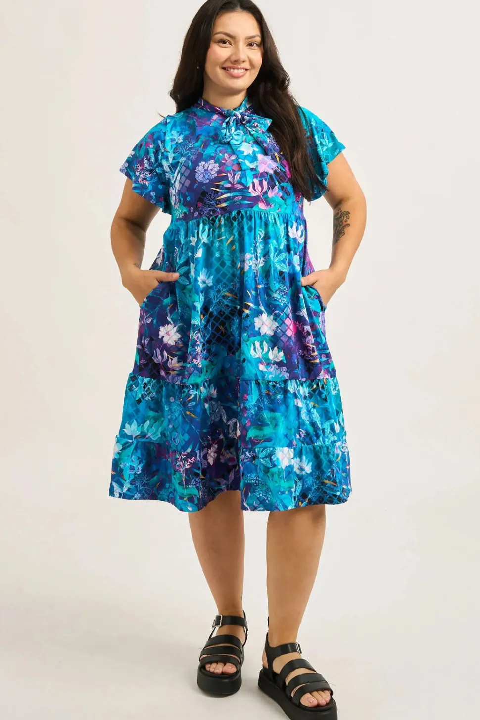 Slinky Silky Boss Bish Tiered Midi Dress - Mermaid Mafia