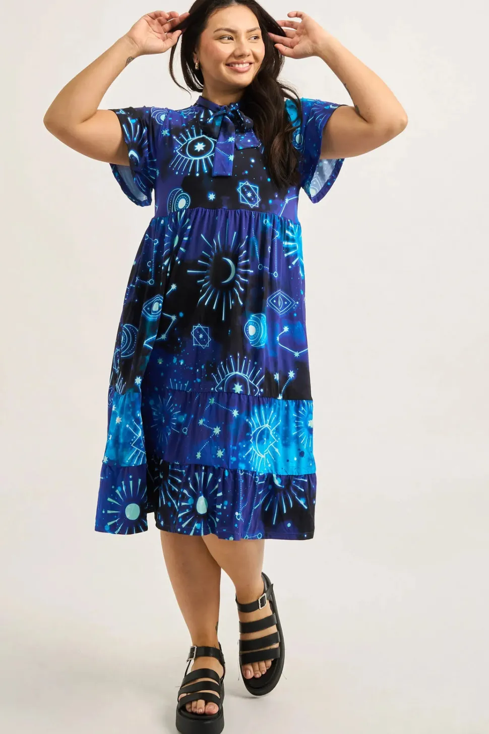 Slinky Silky Boss Bish Tiered Midi Dress - Imagine Nation