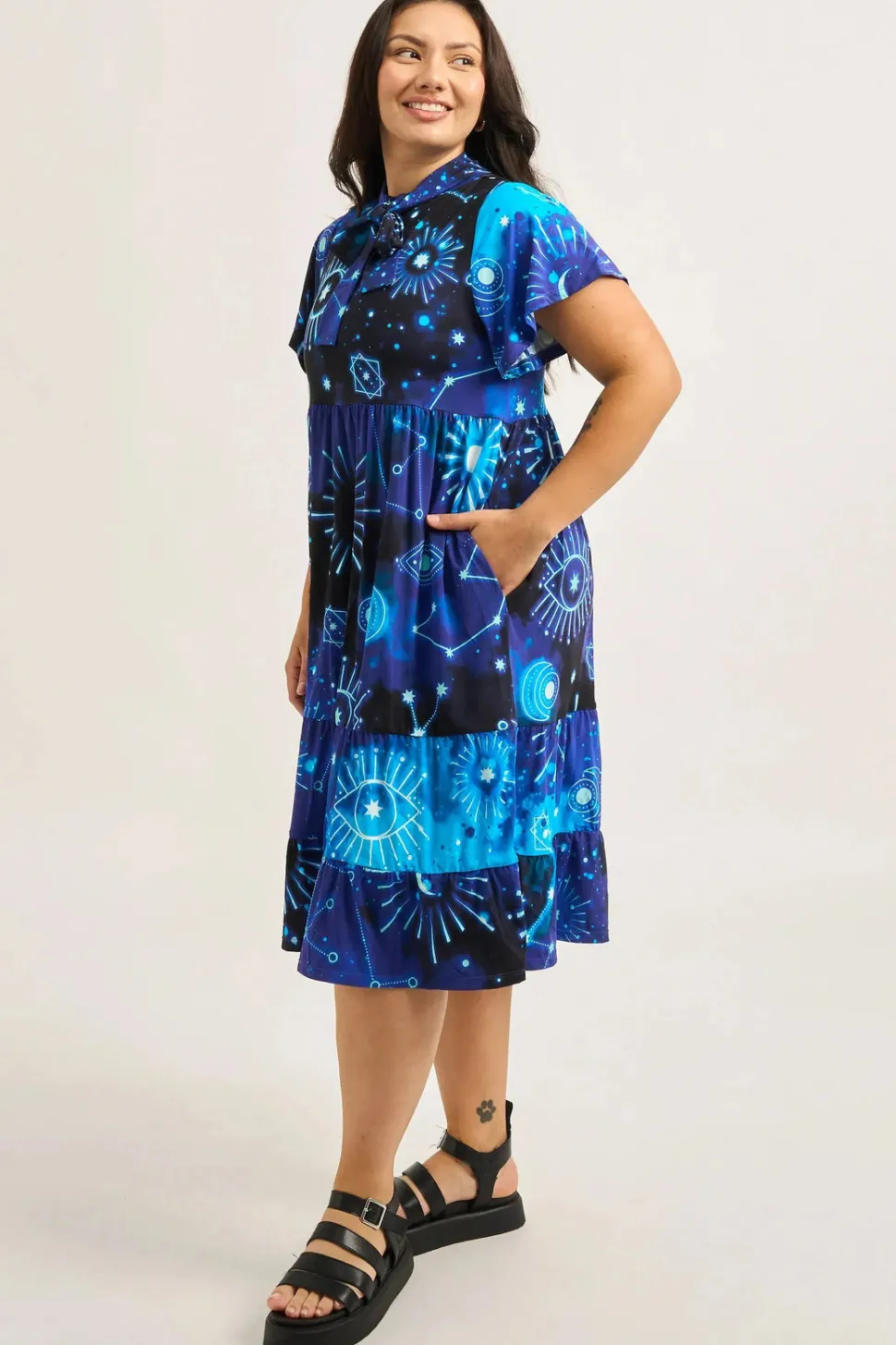 Slinky Silky Boss Bish Tiered Midi Dress - Imagine Nation