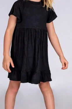 Slinky To Touch Kids Baby Doll Tiered Mini Dress - Black