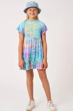 Slinky To Touch Kids Baby Doll Tiered Mini Dress - Mermaid Jag