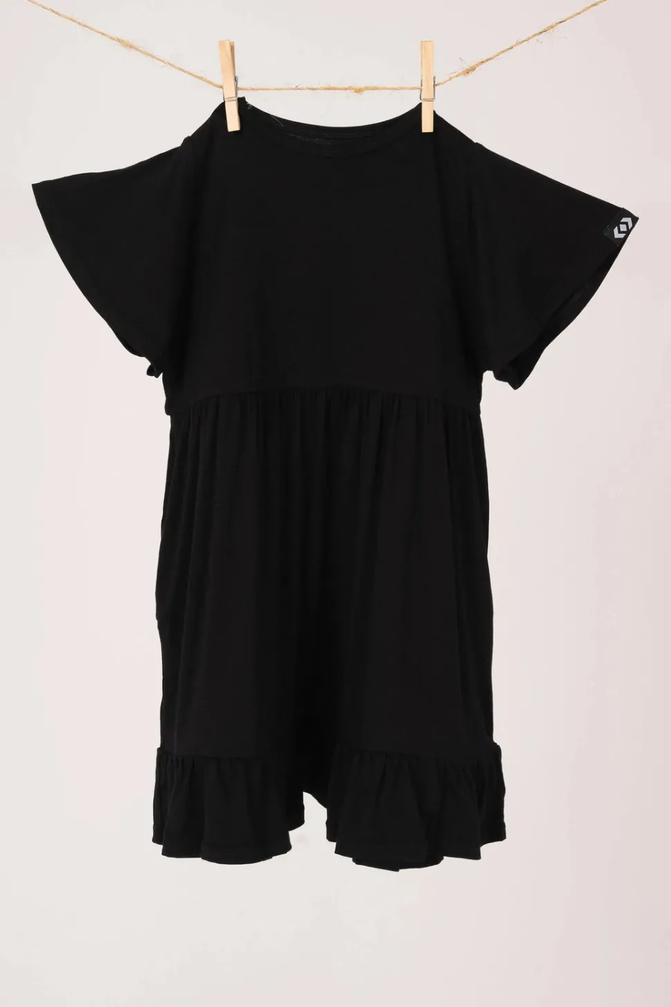 Slinky To Touch Kids Baby Doll Tiered Mini Dress - Black