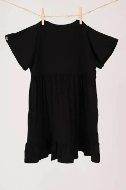 Slinky To Touch Kids Baby Doll Tiered Mini Dress - Black