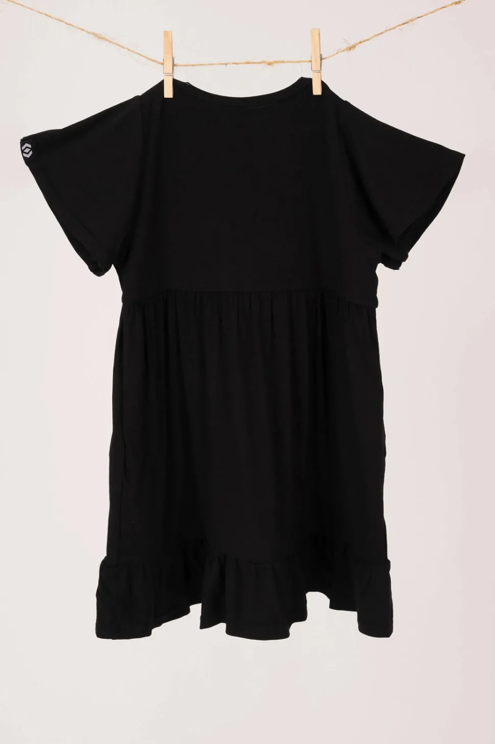 Slinky To Touch Kids Baby Doll Tiered Mini Dress - Black