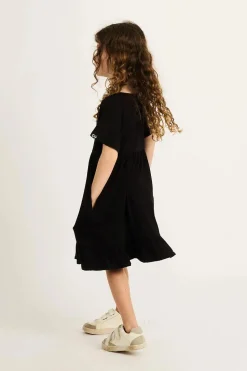 Slinky To Touch Kids Baby Doll Tiered Mini Dress - Black
