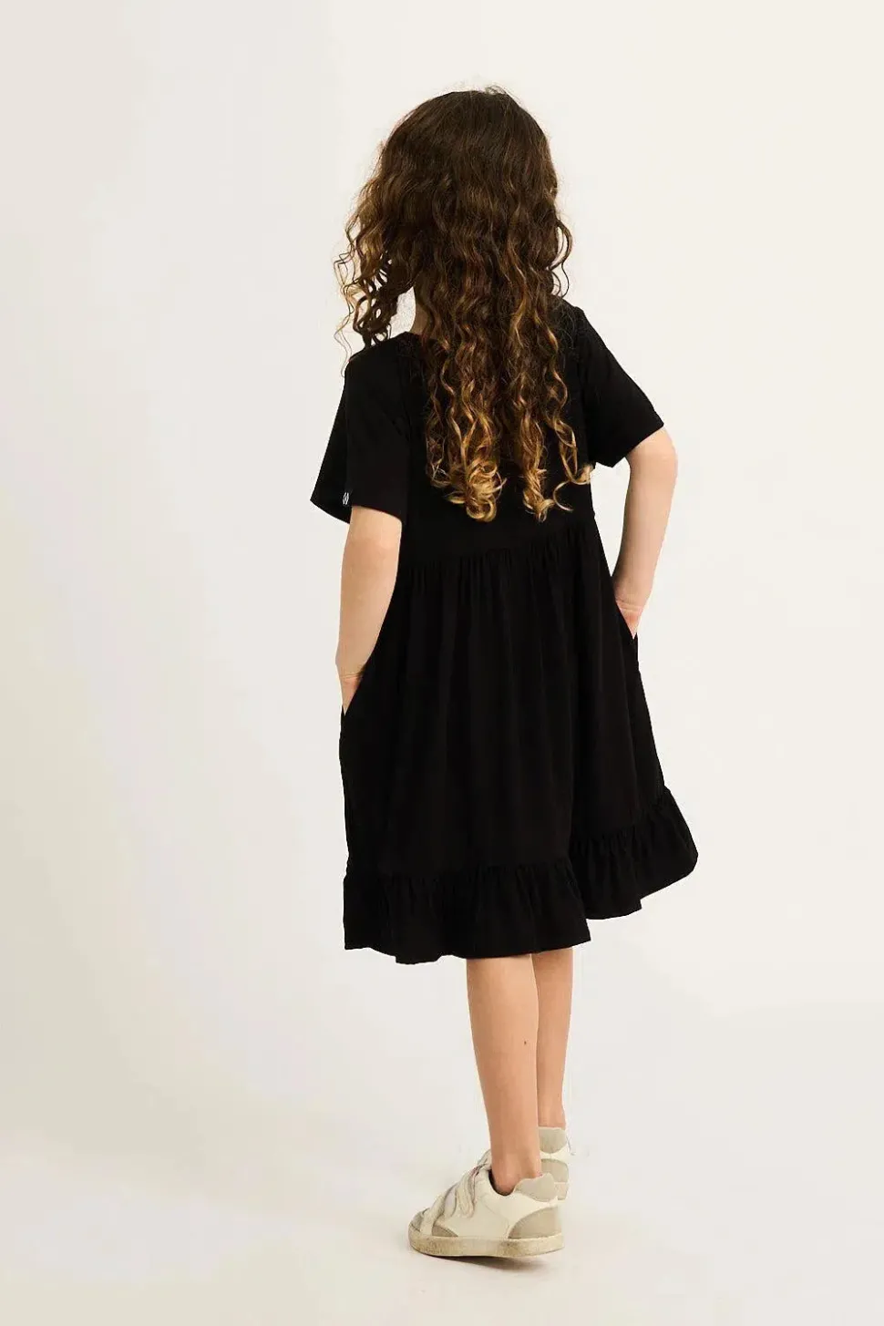 Slinky To Touch Kids Baby Doll Tiered Mini Dress - Black