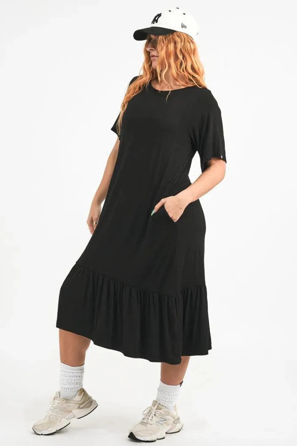 Slinky To Touch Lazy Girl Ruffle Dress - Black