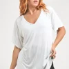 Slinky To Touch V Neck Boyfriend Tee - White