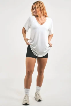 Slinky To Touch V Neck Boyfriend Tee - White
