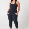 Soft To Touch Jogger Capris W/ Pockets - Black