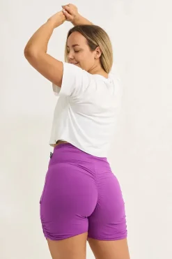 Soft To Touch Jogger Shorts W/ Pockets - Purple